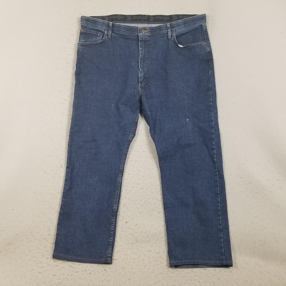 Wrangler Regular Fit Jeans Mens 42x30 Blue Wash Straight Stretch Denim Pants